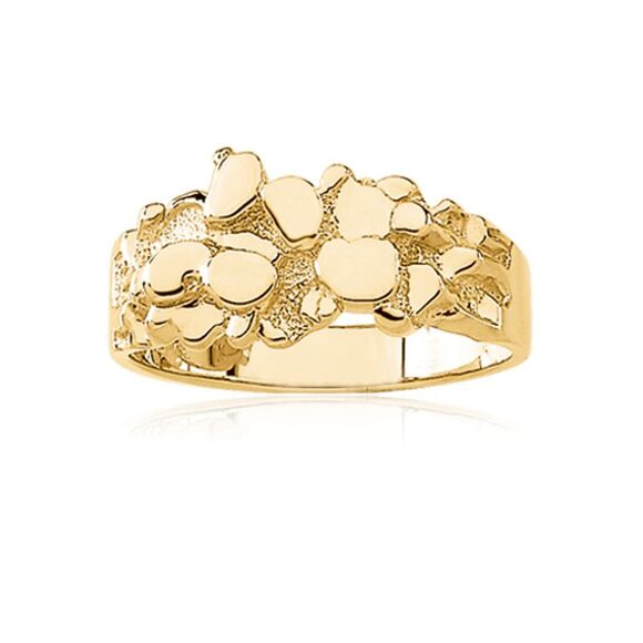 Men's Large 14K Yellow Gold Nugget Ring - Size 11
